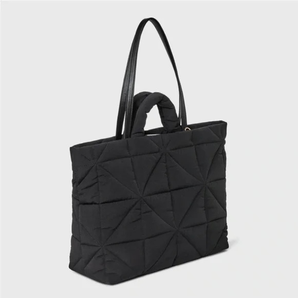 Black Quilted Tote Bag - Picture 3 of 6